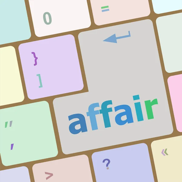 Computer keyboard keys, affair word — Stock Photo, Image