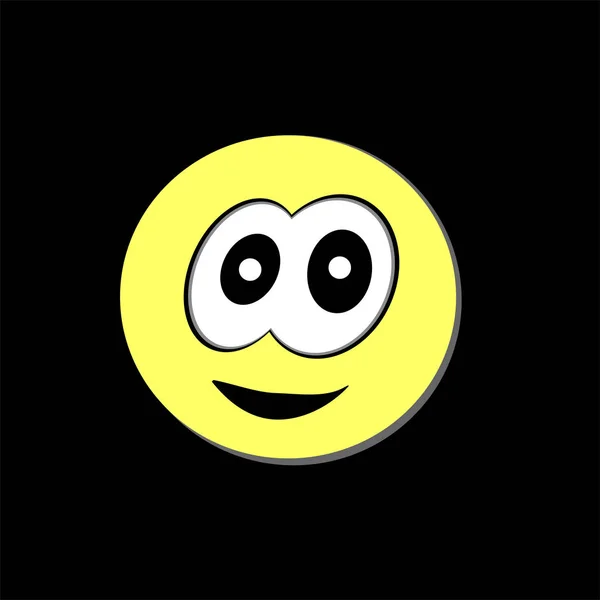 Nowoczesne żółty roześmiany szczęśliwy uśmiech. Szczęśliwy emotikon. Na białym na czarnym tle — Zdjęcie stockowe
