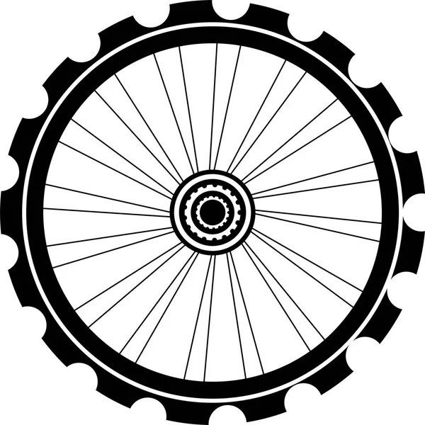 Silhouette di una ruota di bicicletta. ruote bici con pneumatici e raggi. isolato su bianco — Foto Stock