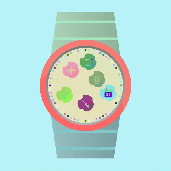Smartwatch-Symbole mit Icon-Set auf dem Bildschirm — Stockfoto