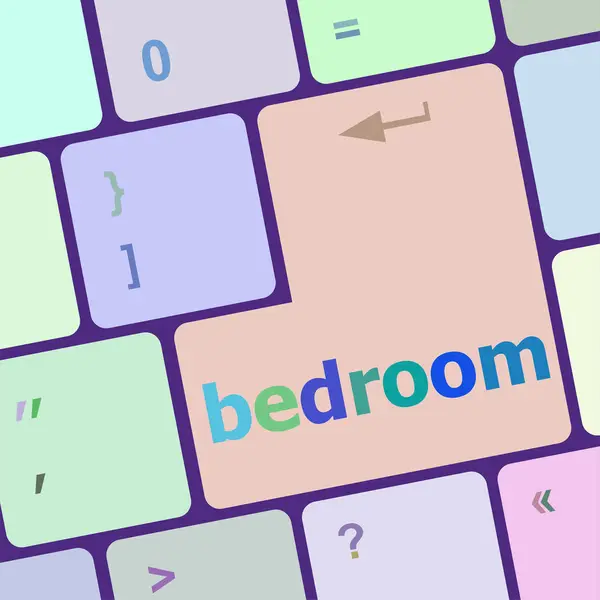 Slaapkamer woord op toetsenbord sleutel, notebook computer knop — Stockfoto