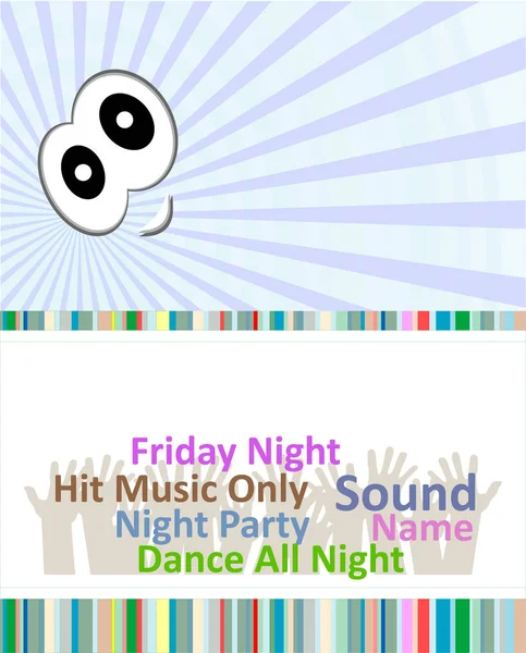 Vertical music party background with colorful graphic elements and text. — Stock Photo, Image