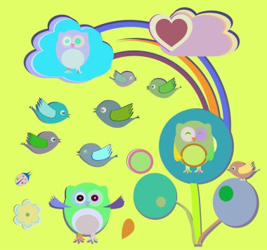 baykuş, kuş ve ağaç arka plan