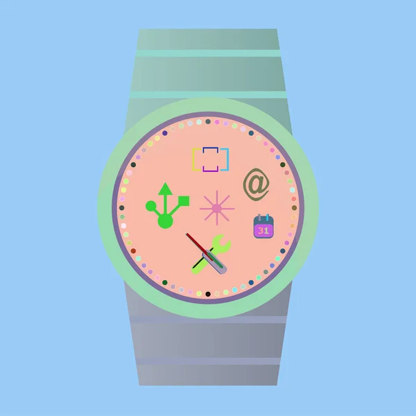 Iconos de reloj inteligente con icono configurado en pantalla — Foto de Stock