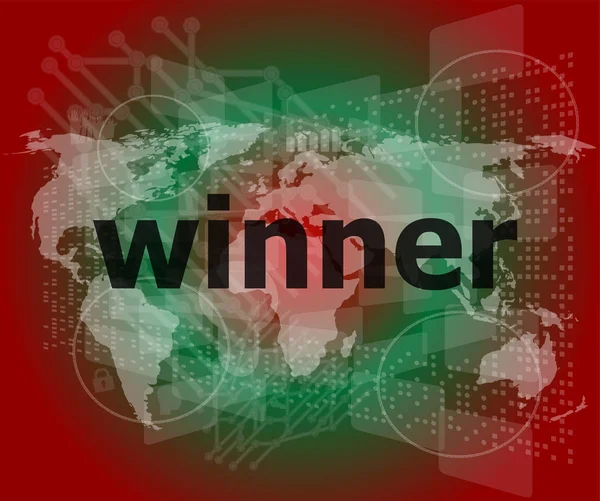 winner, green digital background, global internet concept