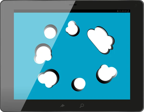 Burbuja de voz en la tableta negro PC social, concepto de red —  Fotos de Stock