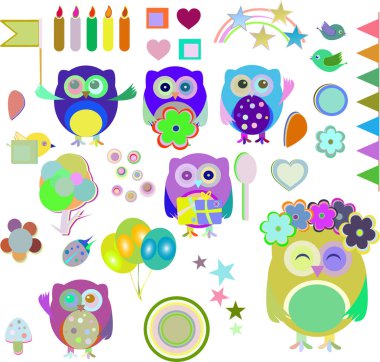 Noel ve Kış temalı baykuşlar kümesi