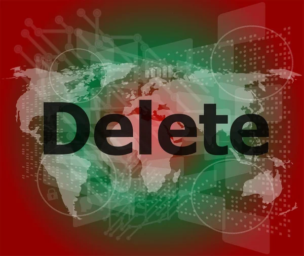 The word delete on digital screen, information technology concept — Stock Photo, Image