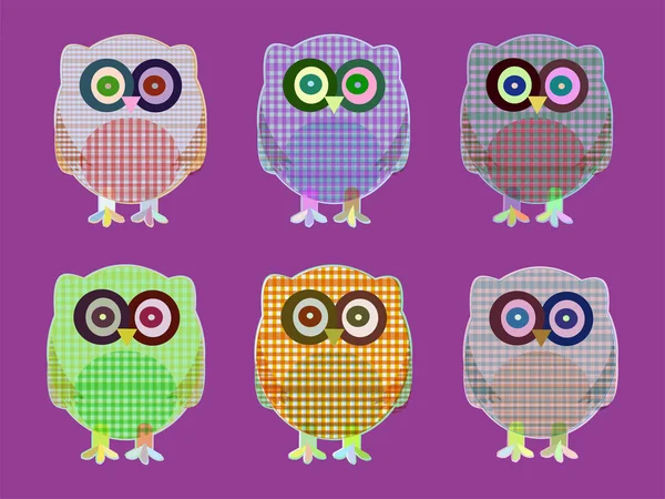 Textile cartoon owls icon set — Stock Photo, Image