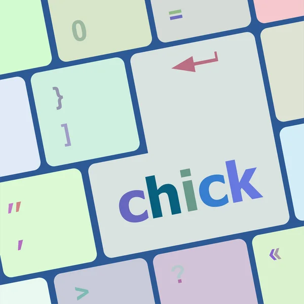 Chick knop op computer pc toets op het toetsenbord — Stockfoto