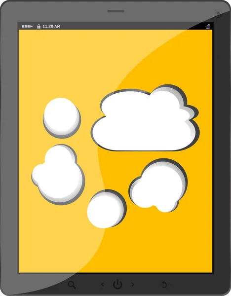 Conexión de computación en nube en la tableta digital pc. Imagen conceptual. Aislado sobre blanco —  Fotos de Stock