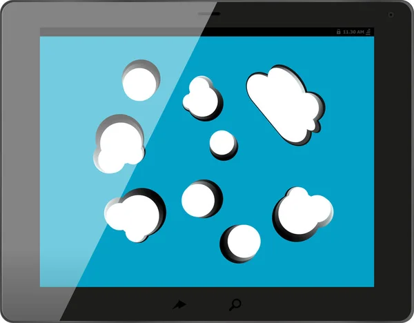 クラウド コンピューティングのデジタル タブレット pc に接続。白で隔離されます。 — ストック写真