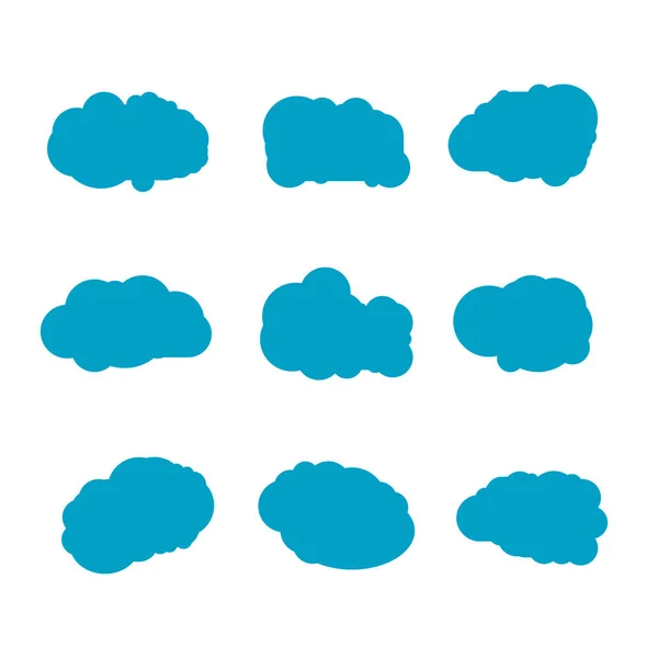 푸른 하늘, 구름의 설정. 클라우드 아이콘, 구름 모양입니다. 다른 구름의 집합입니다. 클라우드 아이콘, 모양, 상표, 심볼의 컬렉션입니다. 그래픽 요소입니다. 로고, 웹 및 인쇄 디자인 요소 — 스톡 사진