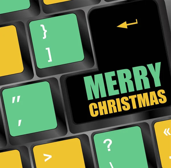Clavier d'ordinateur avec clé de Noël joyeuse — Photo