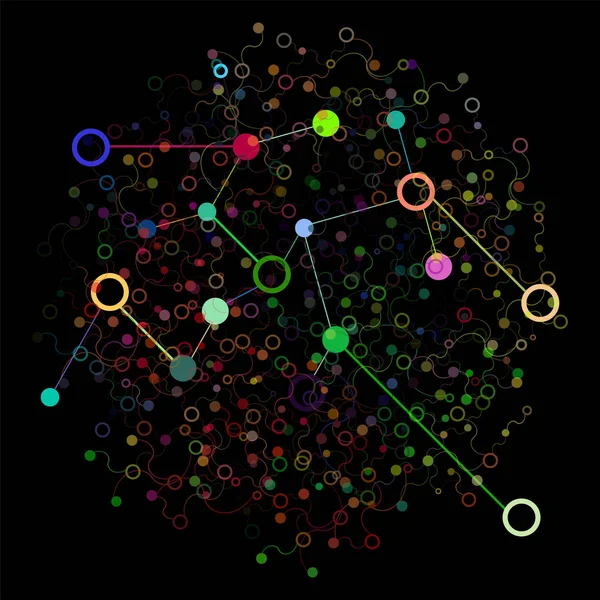 社会网络图形的概念。丝网、 现代混沌科学与技术对象的几何设置多边形结构 — 图库照片