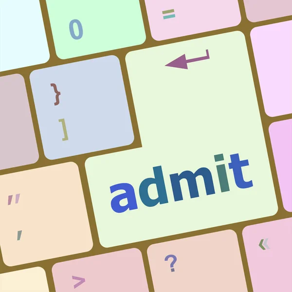 Admit sign button on keyboard with soft focus — Stock Photo, Image
