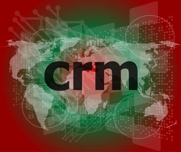 Crm 字背景触摸屏与透明按钮。现代互联网的概念 — 图库照片