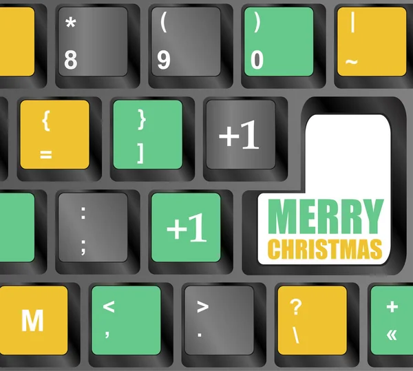 Datorns tangentbord med god jul nyckel — Stockfoto