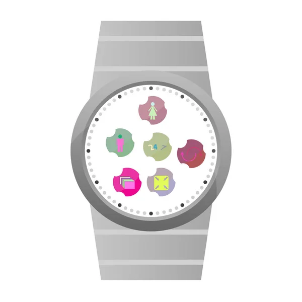 Relógio inteligente com ícones planos. isolado em branco — Fotografia de Stock