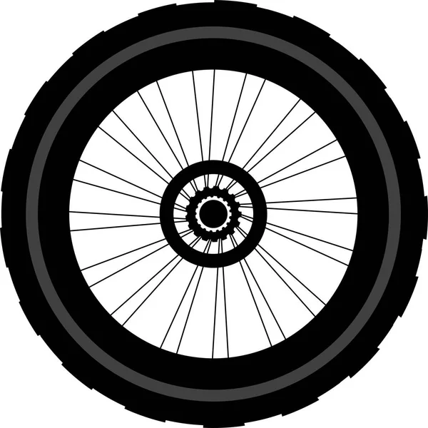 自転車の車輪のシルエット。自転車のタイヤとスポーク車輪。白で隔離 — ストック写真