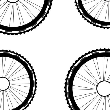 Beyaz arka plan üzerinde izole bisiklet tekerlekleri desen