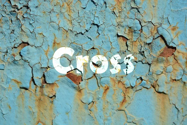 Impressão de palavras cruzadas na parede metálica grunge — Fotografia de Stock