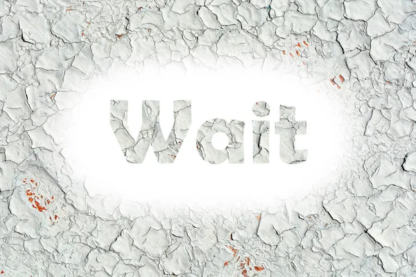 Wait words print on the old wooden plate — Stock Photo, Image