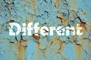 grunge metalik duvardaki farklı word yazdırma