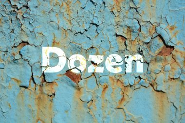 düzine kelime Yazdır arka plan, doku boyalı yeşil paslı metal.