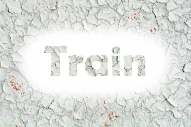 Tren kelime üzerinde eski ahşap levha yazdırmak