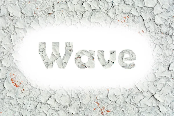 Wave word print on the old wooden plate — Stock Photo, Image