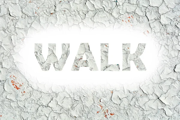 Kelime baskı eski ahşap plaka üzerinde yürümek — Stok fotoğraf