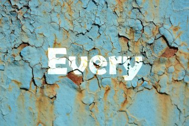 her kelimenin paslı oluklu metal duvar doku arka plan yazdırma