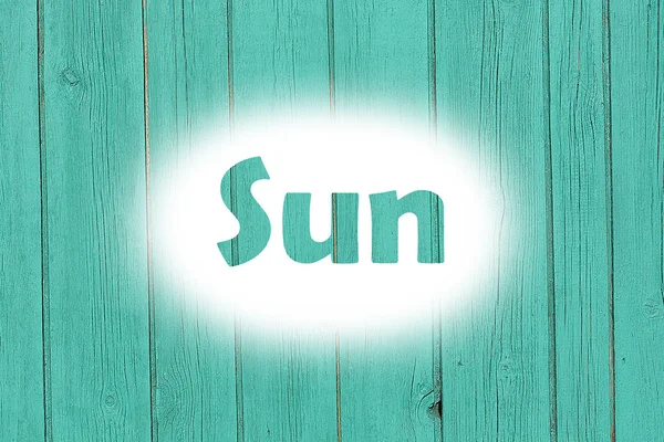 Güneş word yazdırma grunge ahşap plaka üzerinde