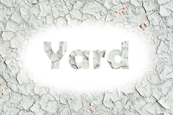 Yard word print on the old wooden plate — Stock Photo, Image