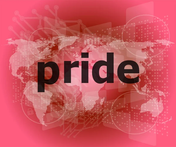 The word pride on business digital screen — Stock Photo, Image