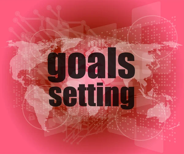 Goal setting concept - business touching screen — Stock Photo, Image