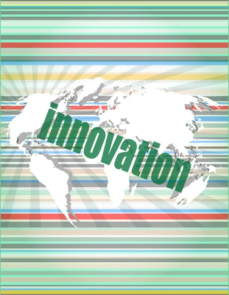 Επιχειρηματική ιδέα: λέξη καινοτομία στην ψηφιακή αφής οθόνη — Φωτογραφία Αρχείου