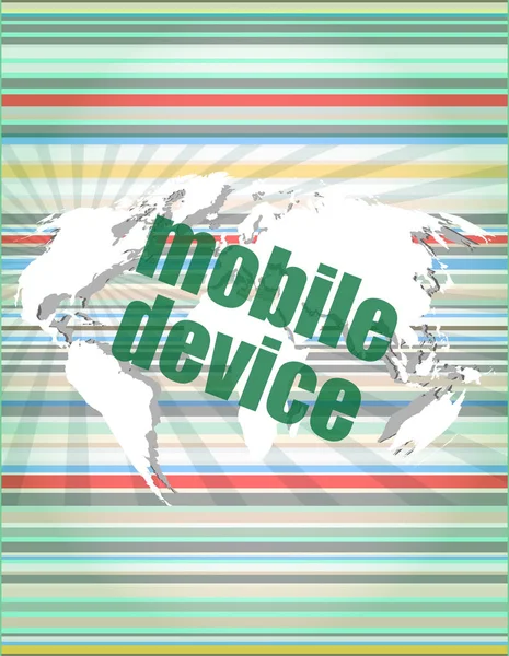 Slovo mobilních zařízení na digitální displej — Stock fotografie