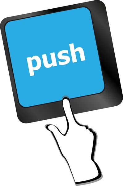 Tecla push no teclado do computador, conceito de negócio — Fotografia de Stock