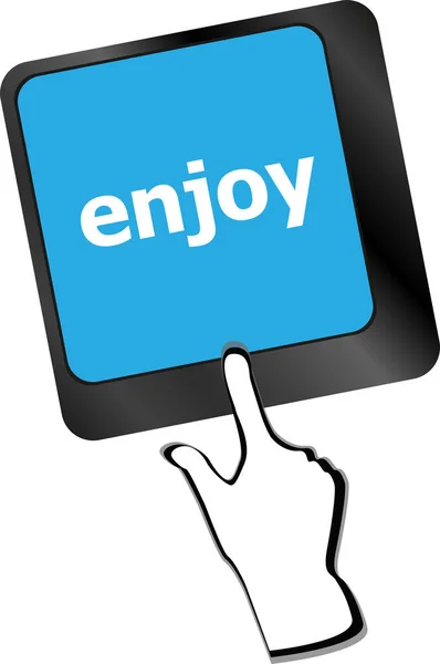 Enjoy word on keyboard key, notebook computer button — Stock Photo, Image