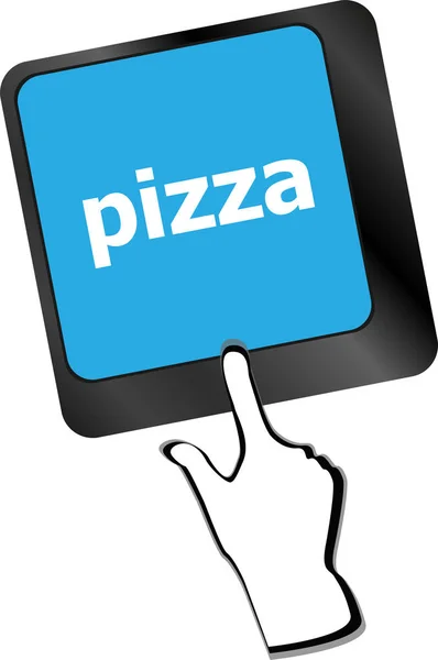 Datorns tangentbord med pizza word på Ange nyckel, — Stockfoto