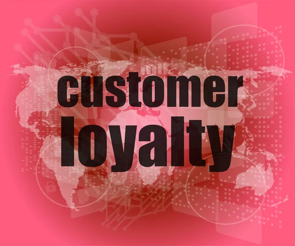 Koncepcja marketingu: słowa lojalności klientów na cyfrowy ekran — Zdjęcie stockowe