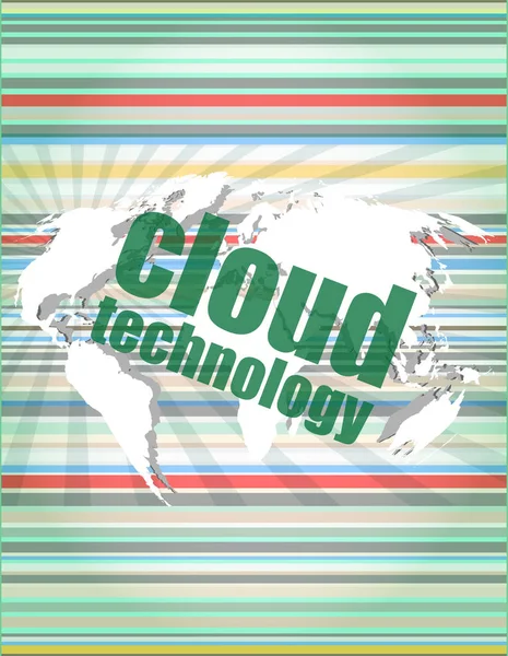 Worte Cloud-Technologie auf digitalem Bildschirm, Informationstechnologie-Konzept — Stockfoto