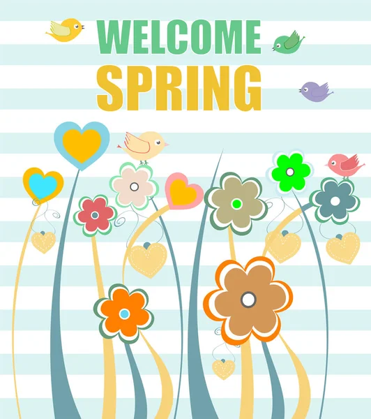 Üdvözöljük tavaszi szavak üdvözlőlap-ünnep — Stock Fotó