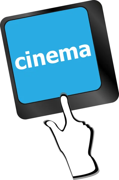 Konsep bisnis: Kunci bioskop pada papan ketik komputer — Stok Foto