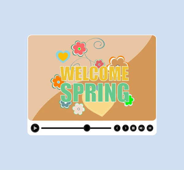 Benvenuto parole di primavera sul biglietto di auguri — Foto Stock