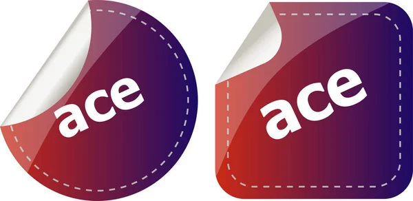 Ace stickers set, pictogram knop geïsoleerd op wit — Stockfoto