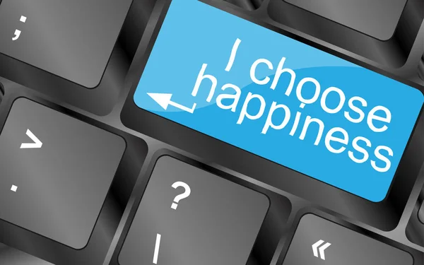 Io scelgo la felicità. Tasti tastiera del computer. Citazione motivazionale ispiratrice. Design semplice alla moda — Foto Stock