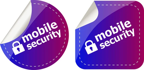 Etichetta adesivi di sicurezza mobile set di etichette isolato su bianco — Foto Stock